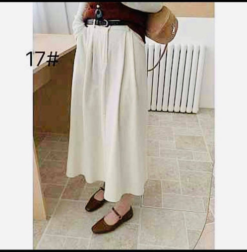 Women Belted Pleated Skirts